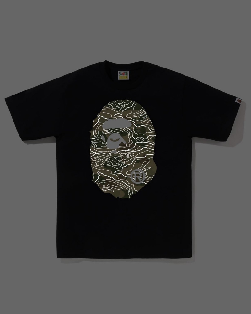 T Shirts Bape Layered Line Big Ape Noir Homme | SNS-08658550